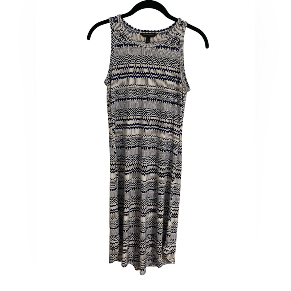 Banana Republic Blue and White Patterned Sleeveless Midi Dress Size XSP Petite